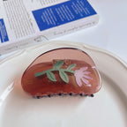 Summer Flower Stitching Grip Acetate Updo Shark Clip