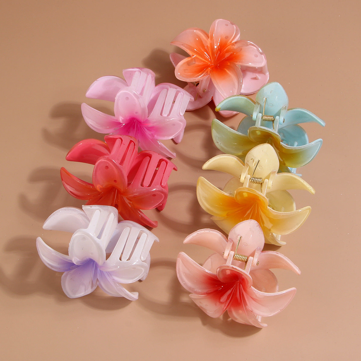 Color Plumeria Rubra Barrettes Side Grab Half Grab Back Head Shark Clip