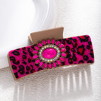 Bohemian National Style Turquoise Grip Western Style Barrettes Vintage Leopard Print Sequined Leather Fashion Hair Clip