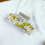 Chain Flower Acetate Grip Large Square Clip Back Head Shark Clip