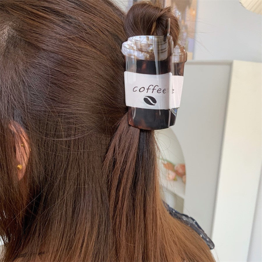 Coffee Cup Hair Styling Clip Acrylic Updo Loose Clip Shark Clip