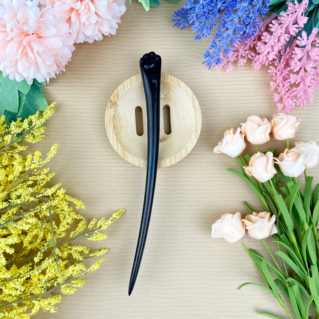 Cute Cat Claw Black Sandalwood Hairpin Long Wooden Hairpin