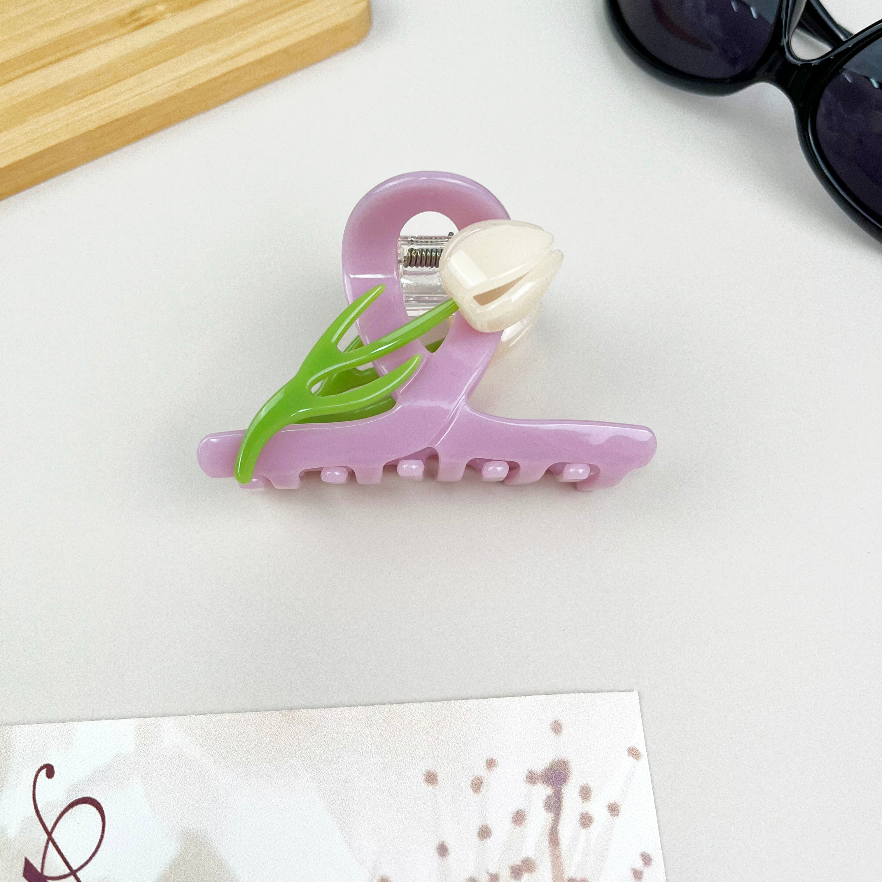 Acetate 3D tulip hair clips elegant claw clip