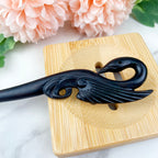 Hand carved swan hairpin black sandalwood hairpin