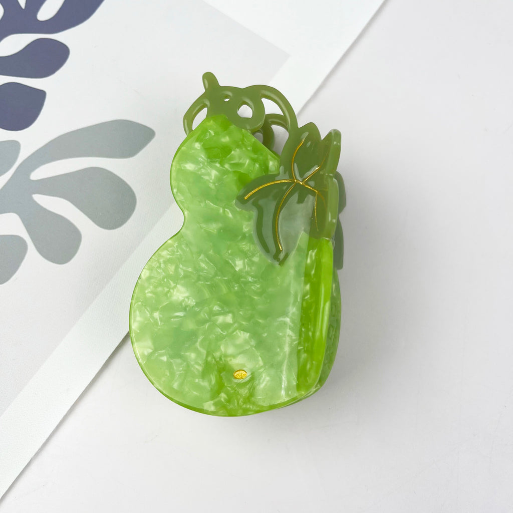 Green Gourd Acetate Hair Claw Clip