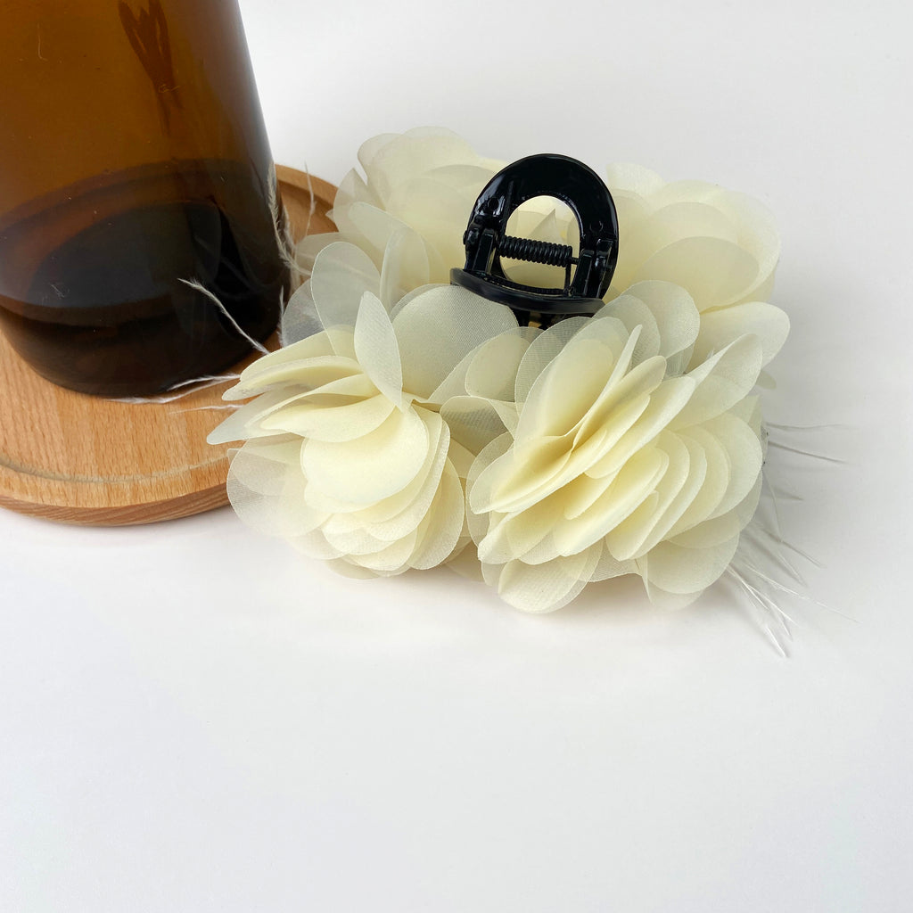 Flower Feather Hair Clip