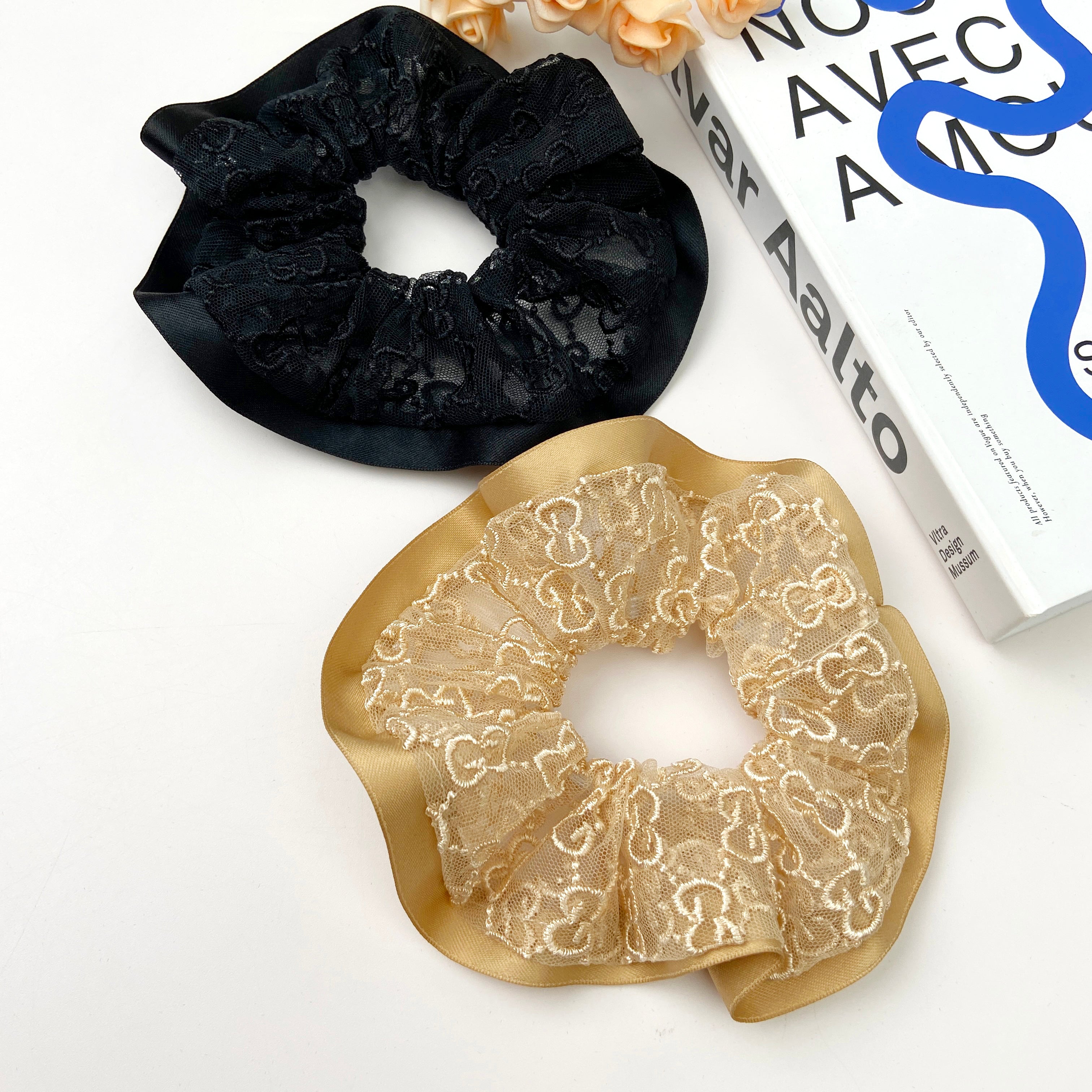 Simple Embroidery Mesh Hair Ring