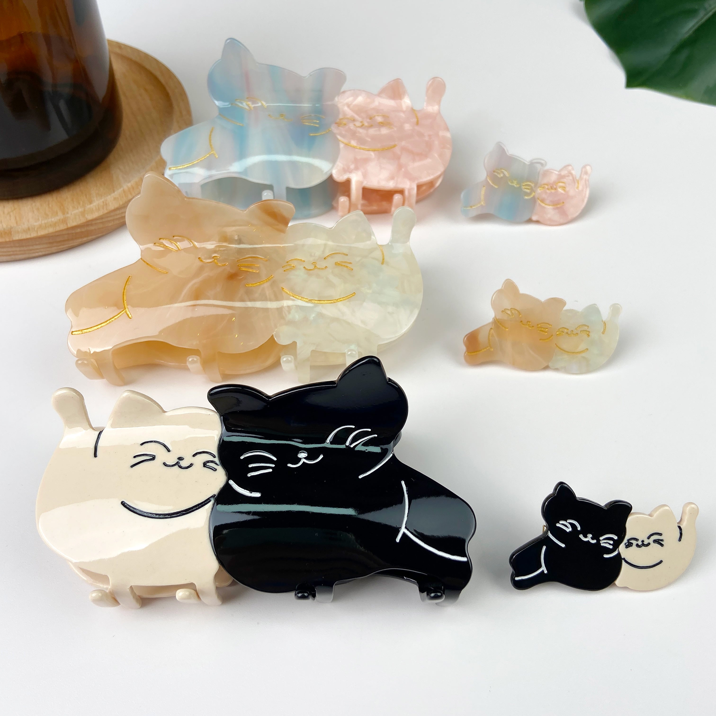 Acetate Cute Splicing Cat Hair Clip