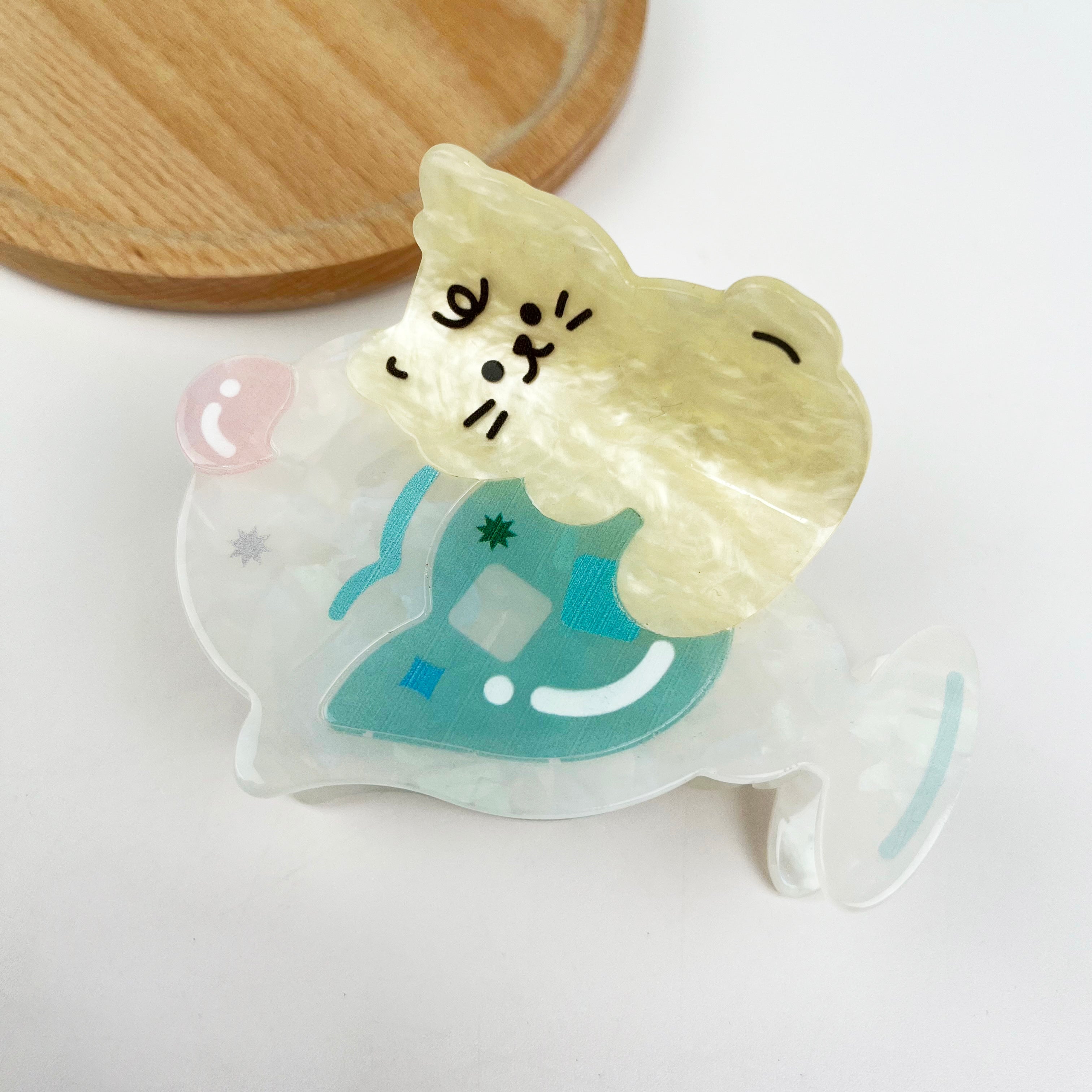 Cute cat hair clips cup claw clip