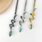 Green-eyed snake metal hairpin