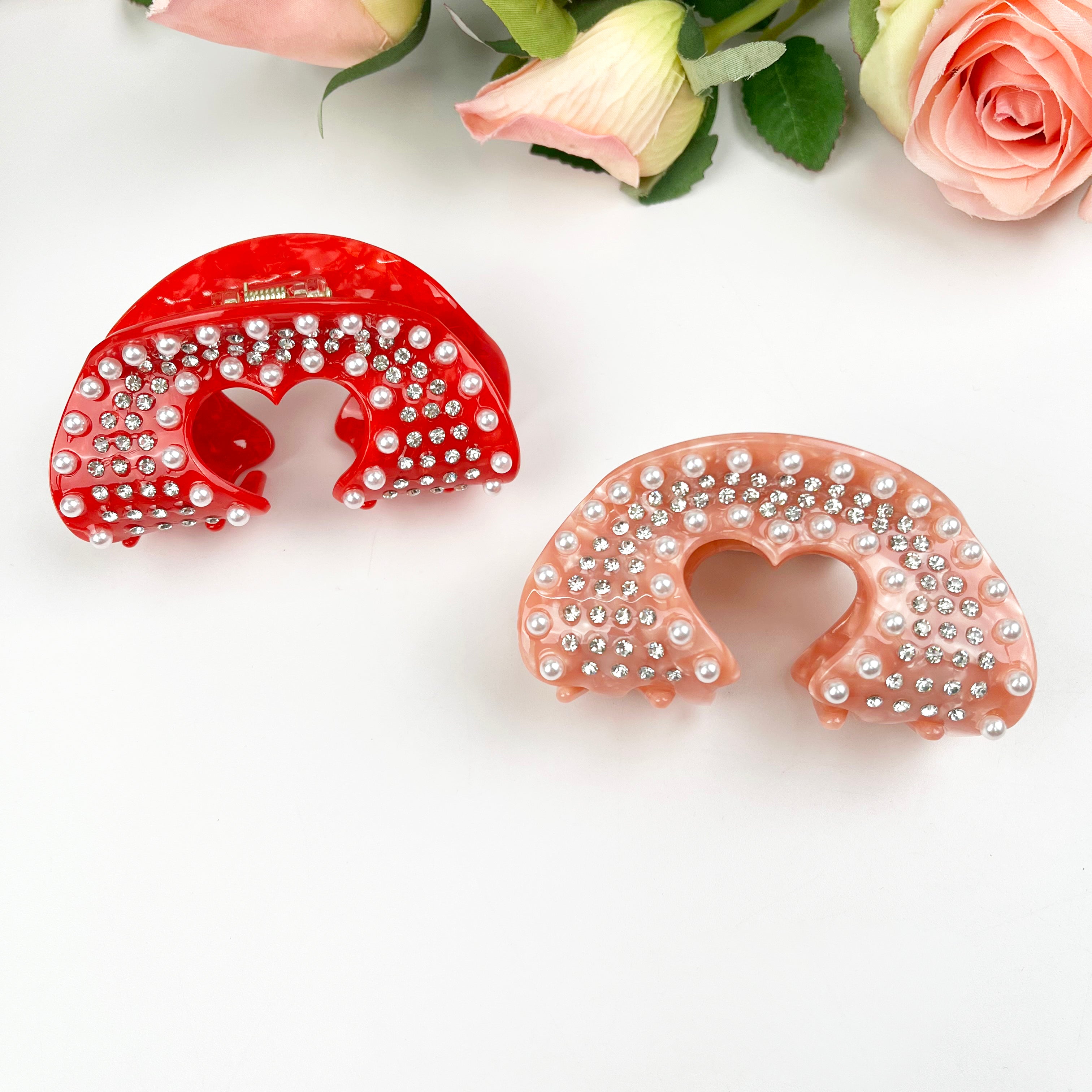 Acetate Love  Heart Hair Clip Diamond-encrusted Clip Valentine's Day