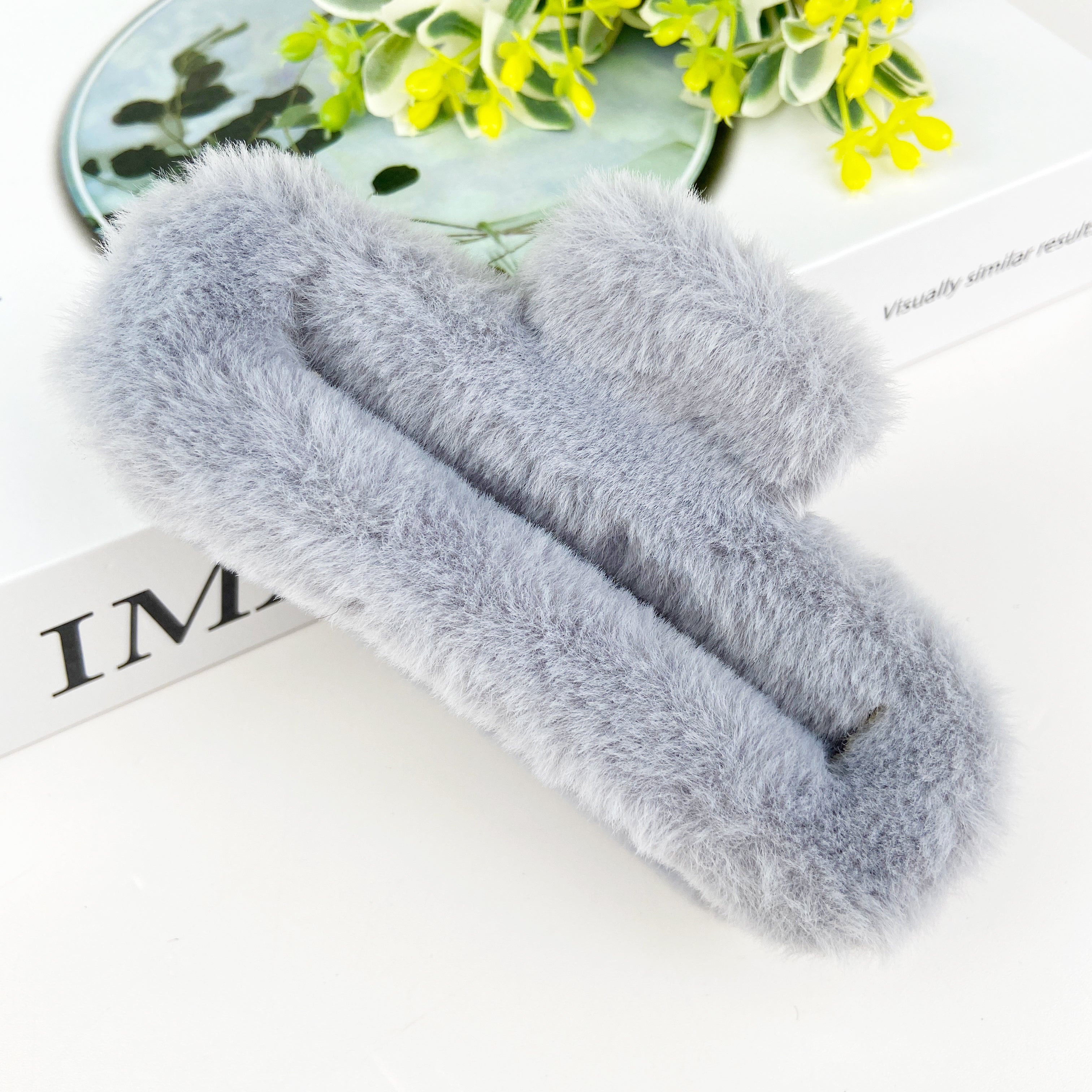 Plush square hair claw clip