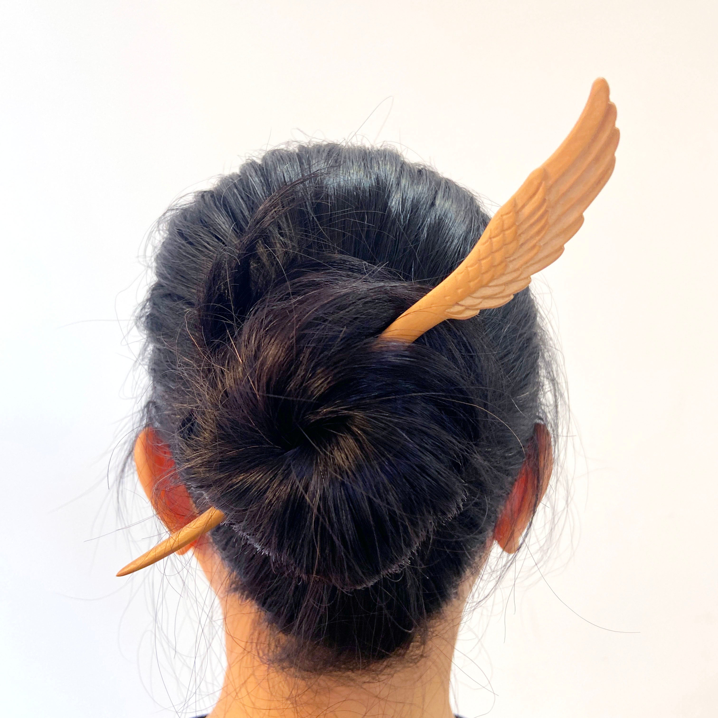 Cute cat hairpin sandalwood hairpin