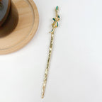 Green-eyed snake metal hairpin
