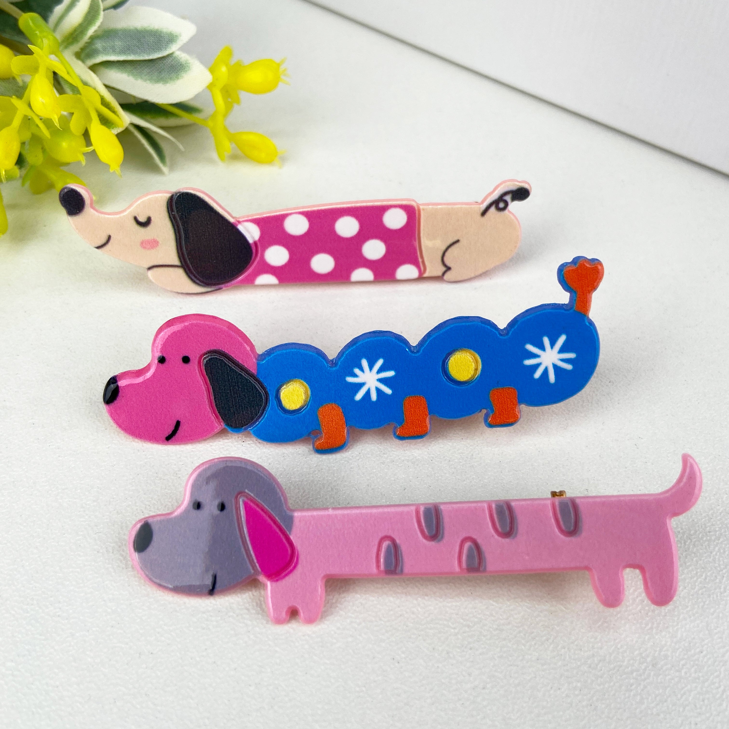 Cute Cartoon Colorful Dachshund Duckbill Clip