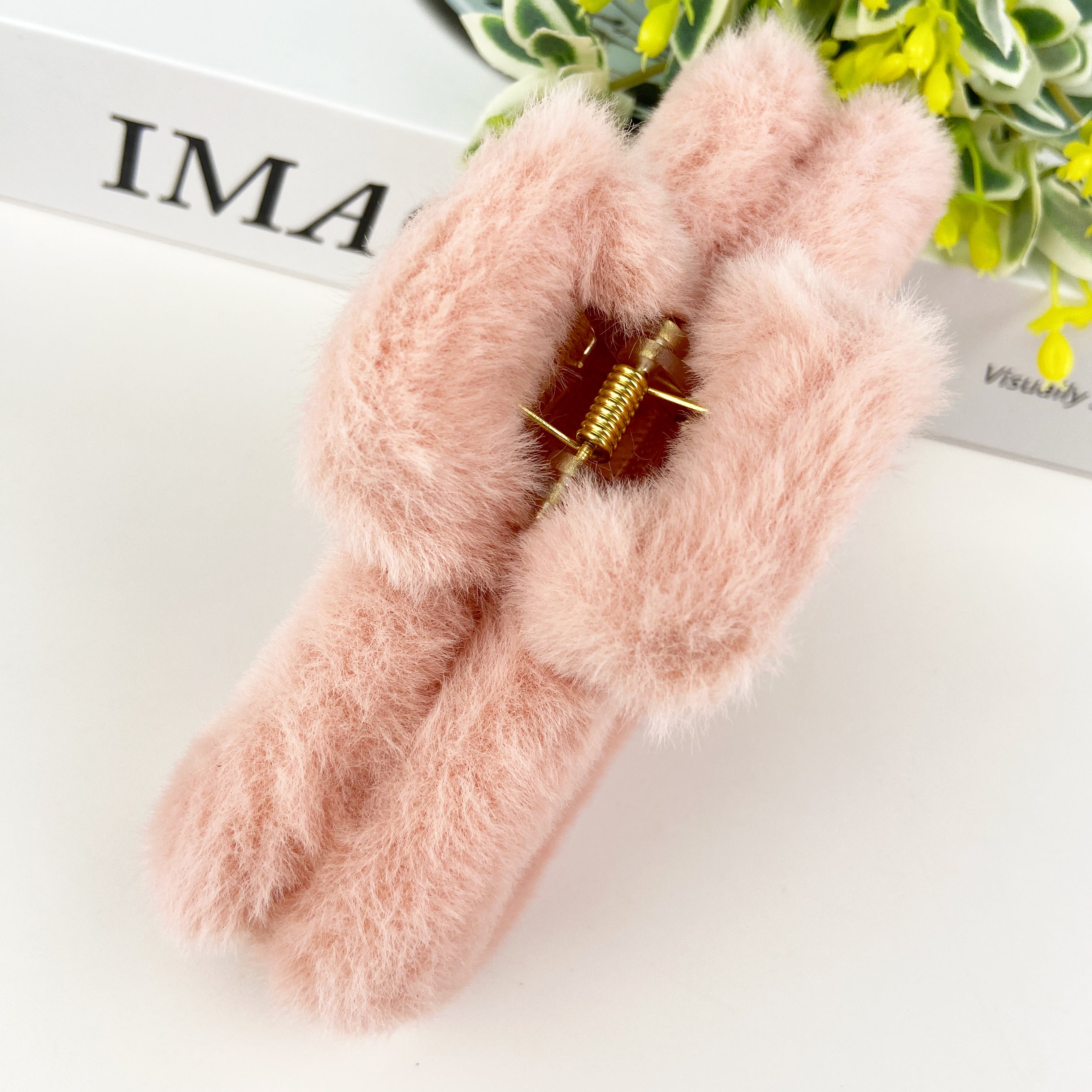 Plush square hair claw clip
