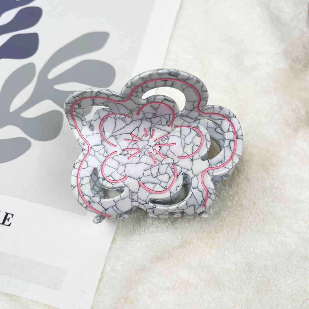 Broken porcelain hollow flower hair claw clip