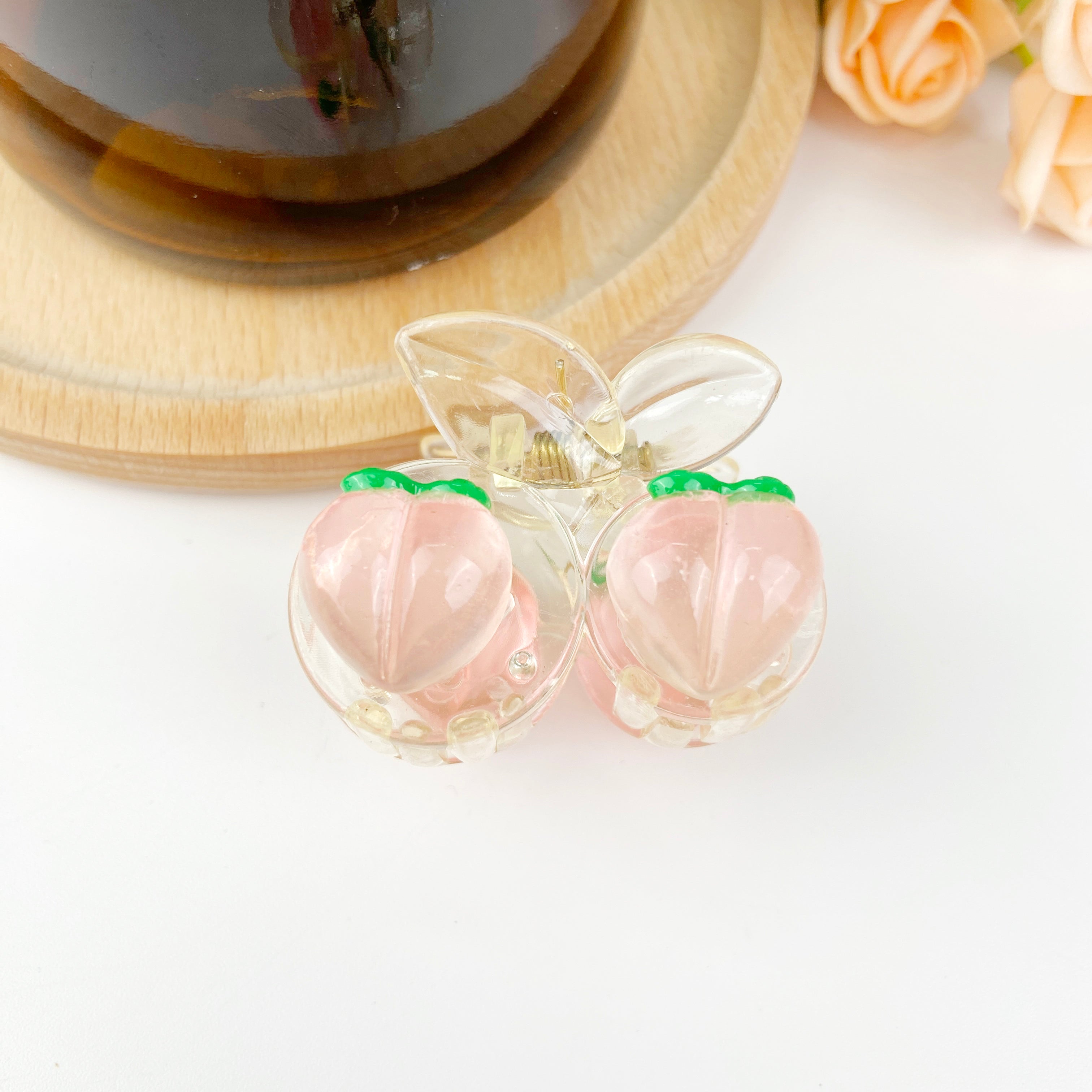 Fruit series pink peach hair clip