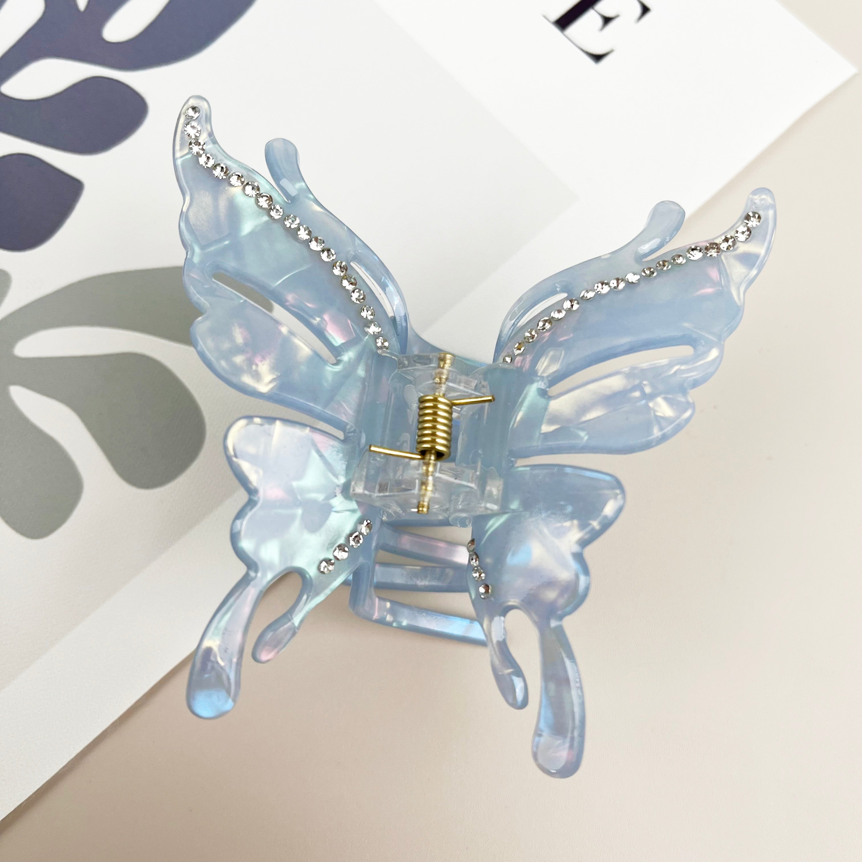 Butterfly hair clips with diamonds claw clip