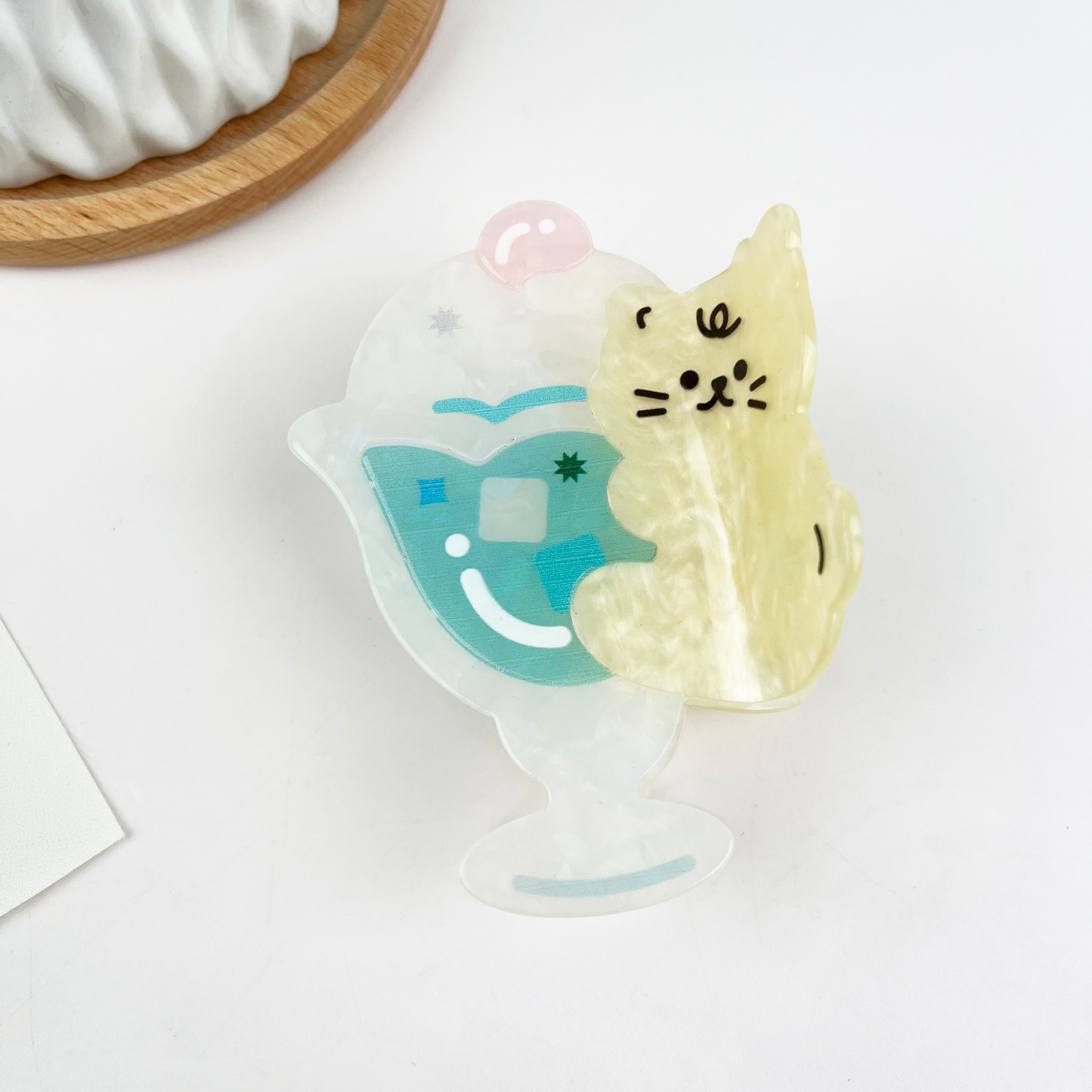 Cute cat hair clips cup claw clip
