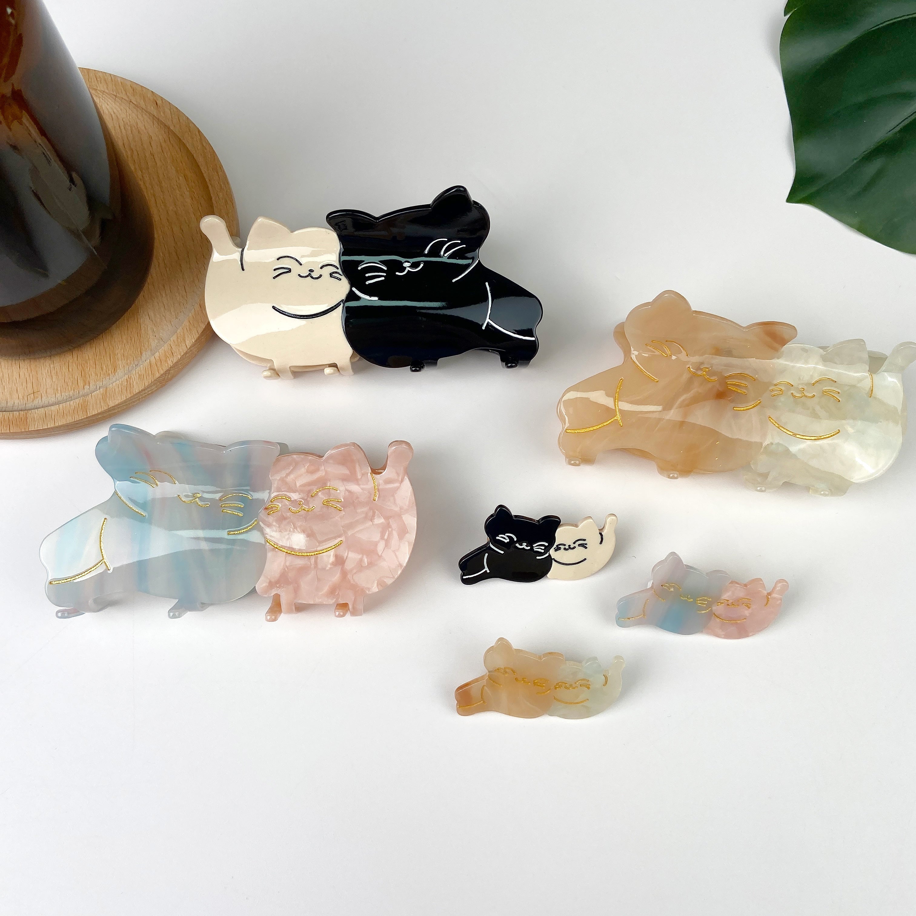 Acetate Cute Splicing Cat Hair Clip