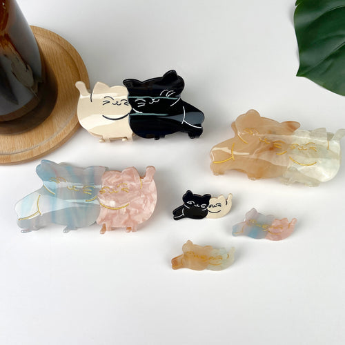 Acetate Cute Splicing Cat Hair Clip