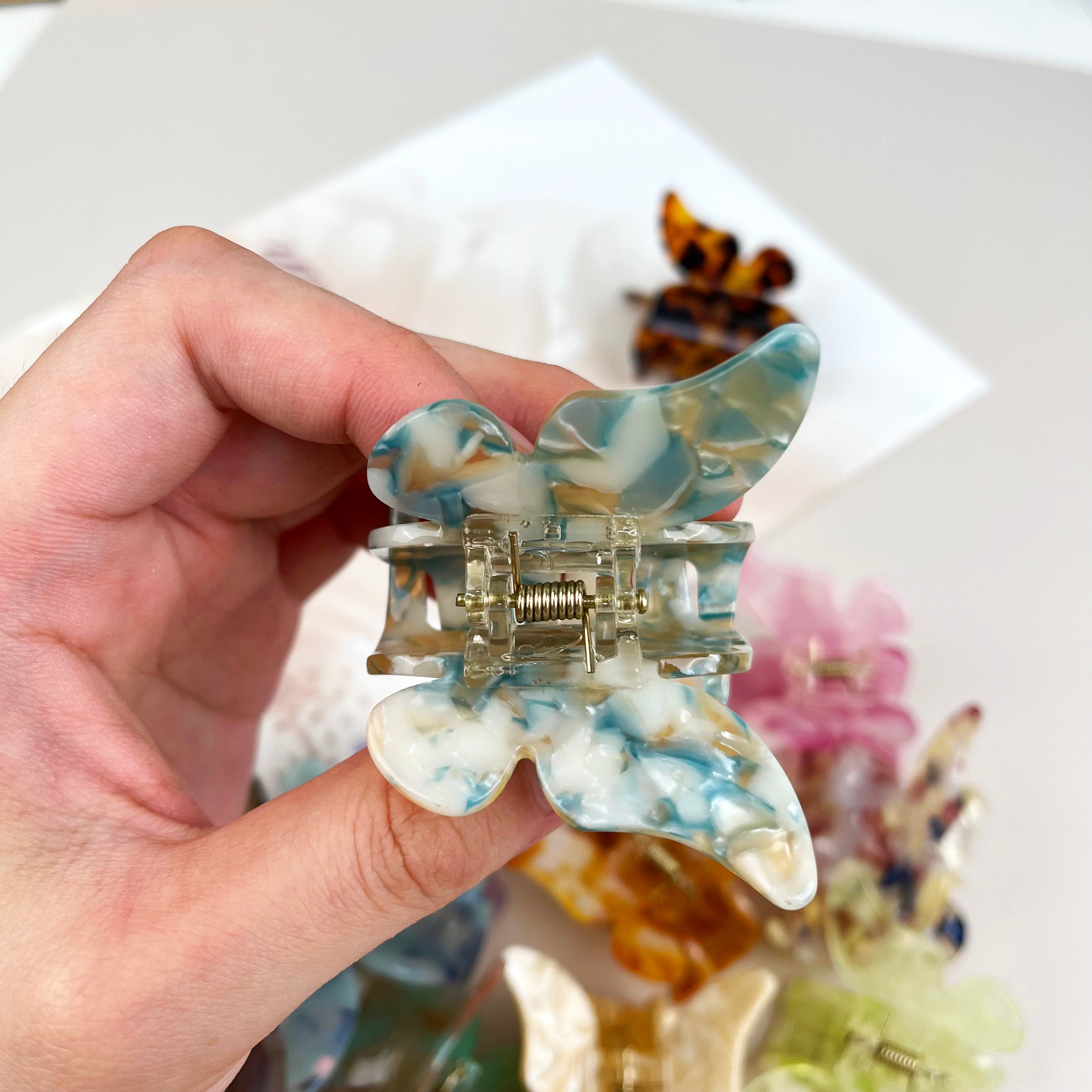 Acetate butterfly hair clips multi-color claw clip