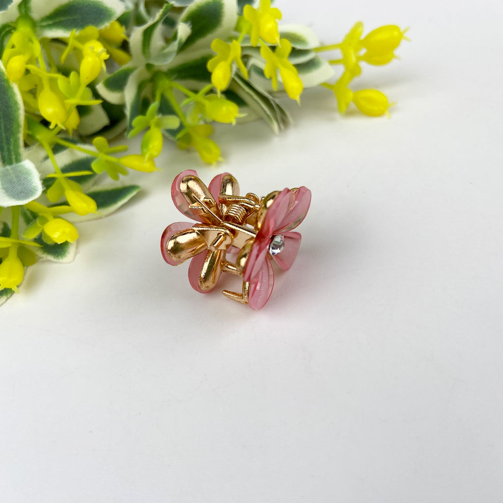 Small fresh metal flower small hair clip pearl rhinestone small clip