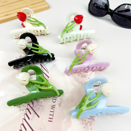 Acetate 3D tulip hair clips elegant claw clip