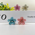 Small fresh metal flower small hair clip pearl rhinestone small clip