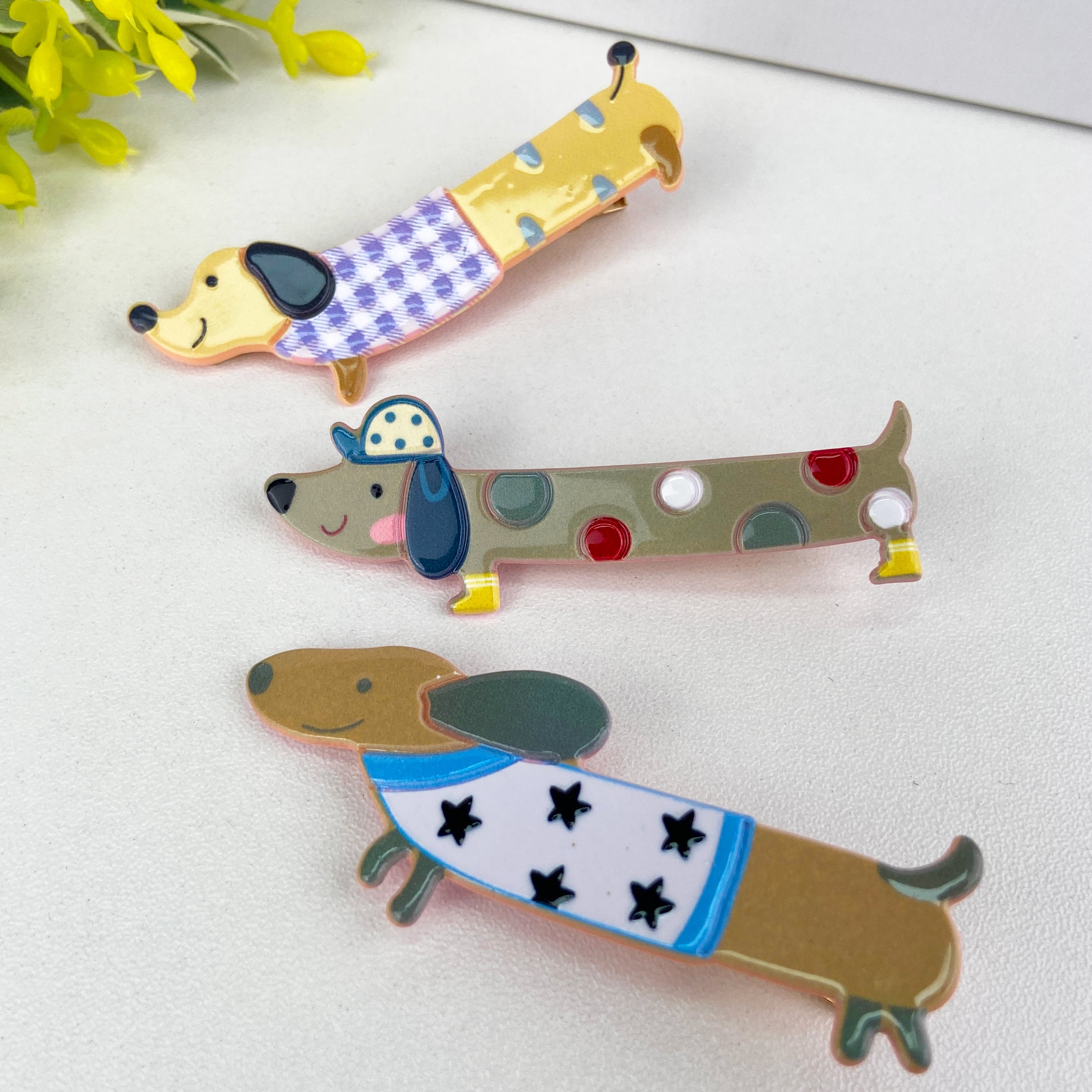 Cute Cartoon Colorful Dachshund Duckbill Clip