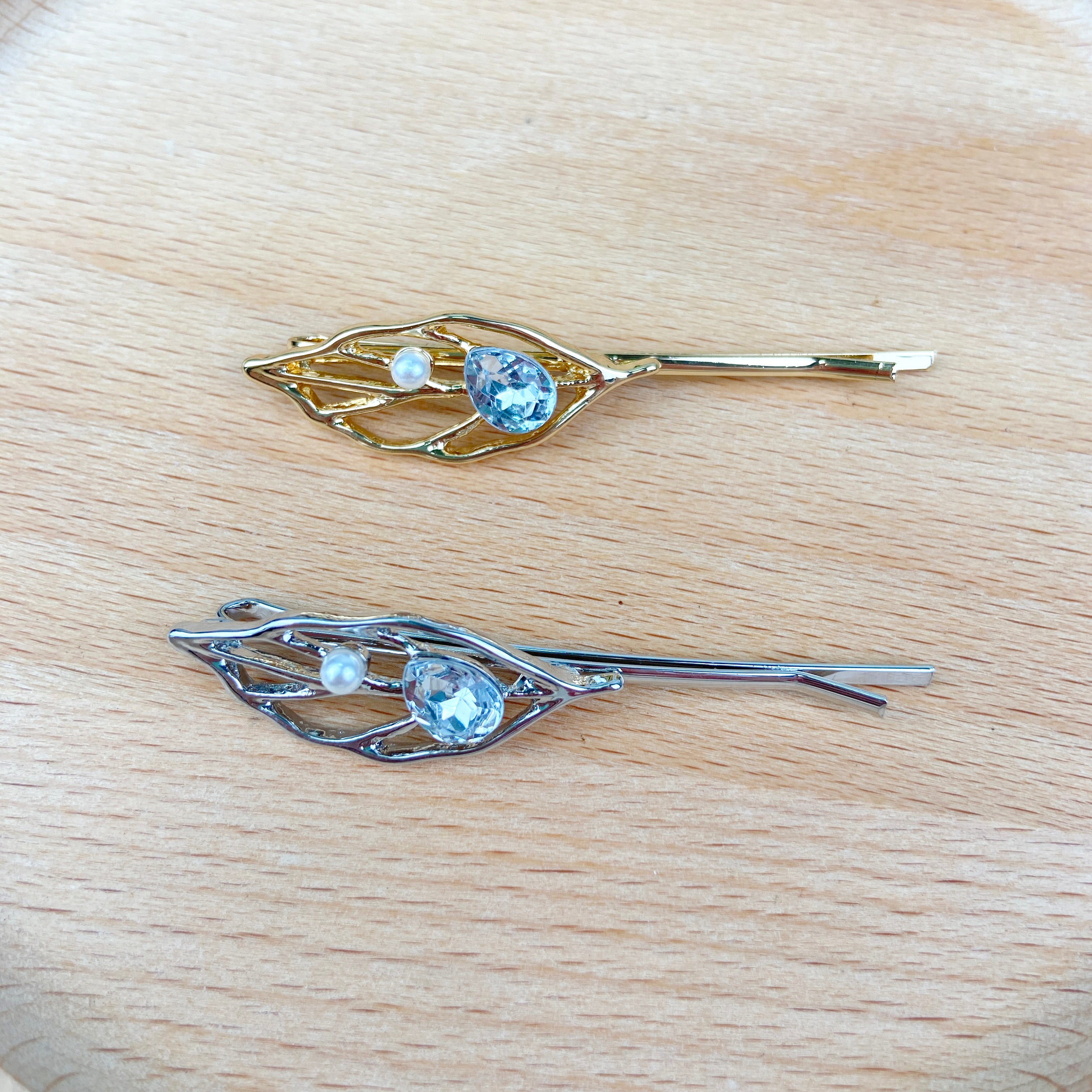 Leaf vintage metal hair clips