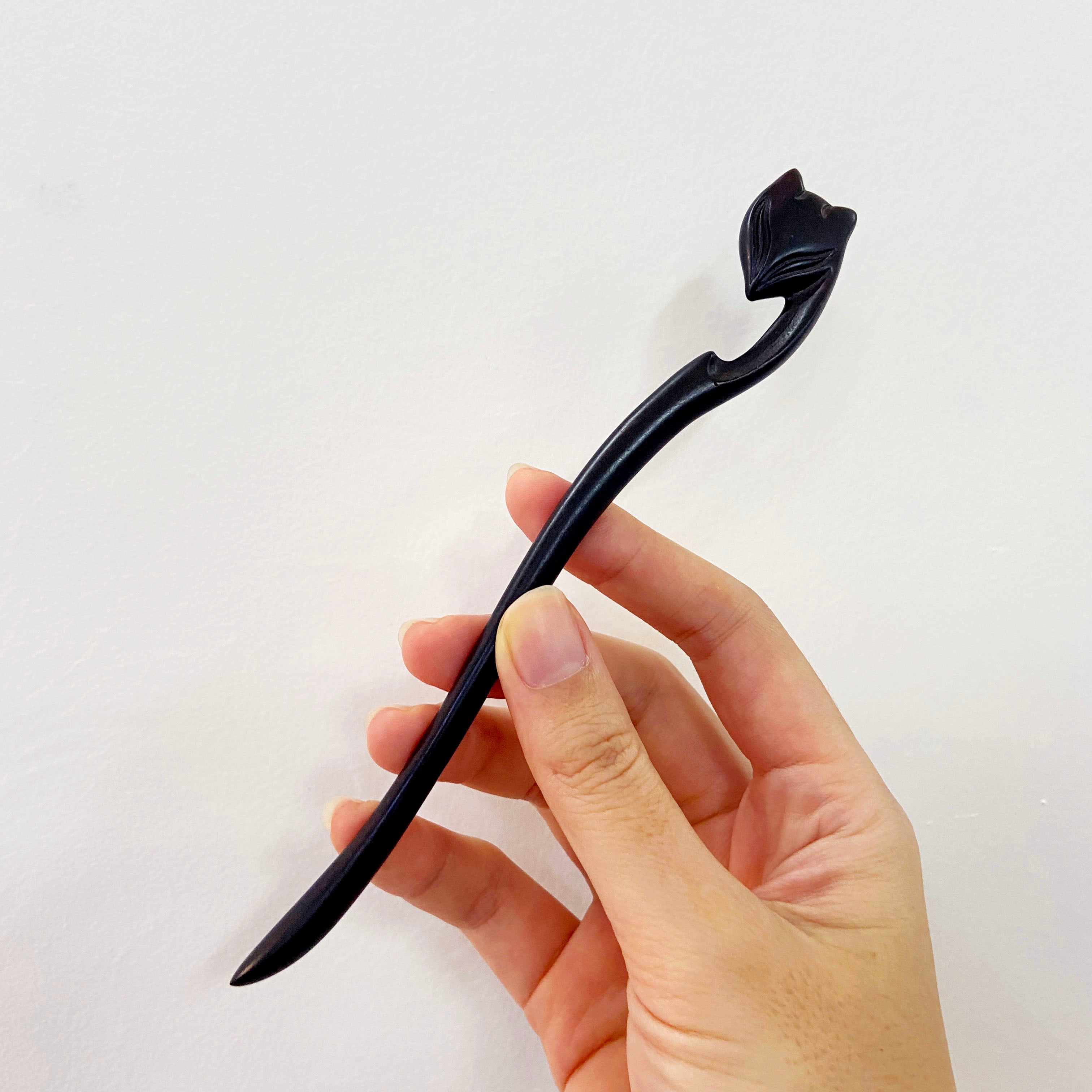 Cute Cat Claw Black Sandalwood Hairpin Long Wooden Hairpin