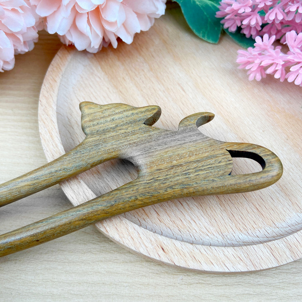 Cat U-shaped hairpin sandalwood hairpin