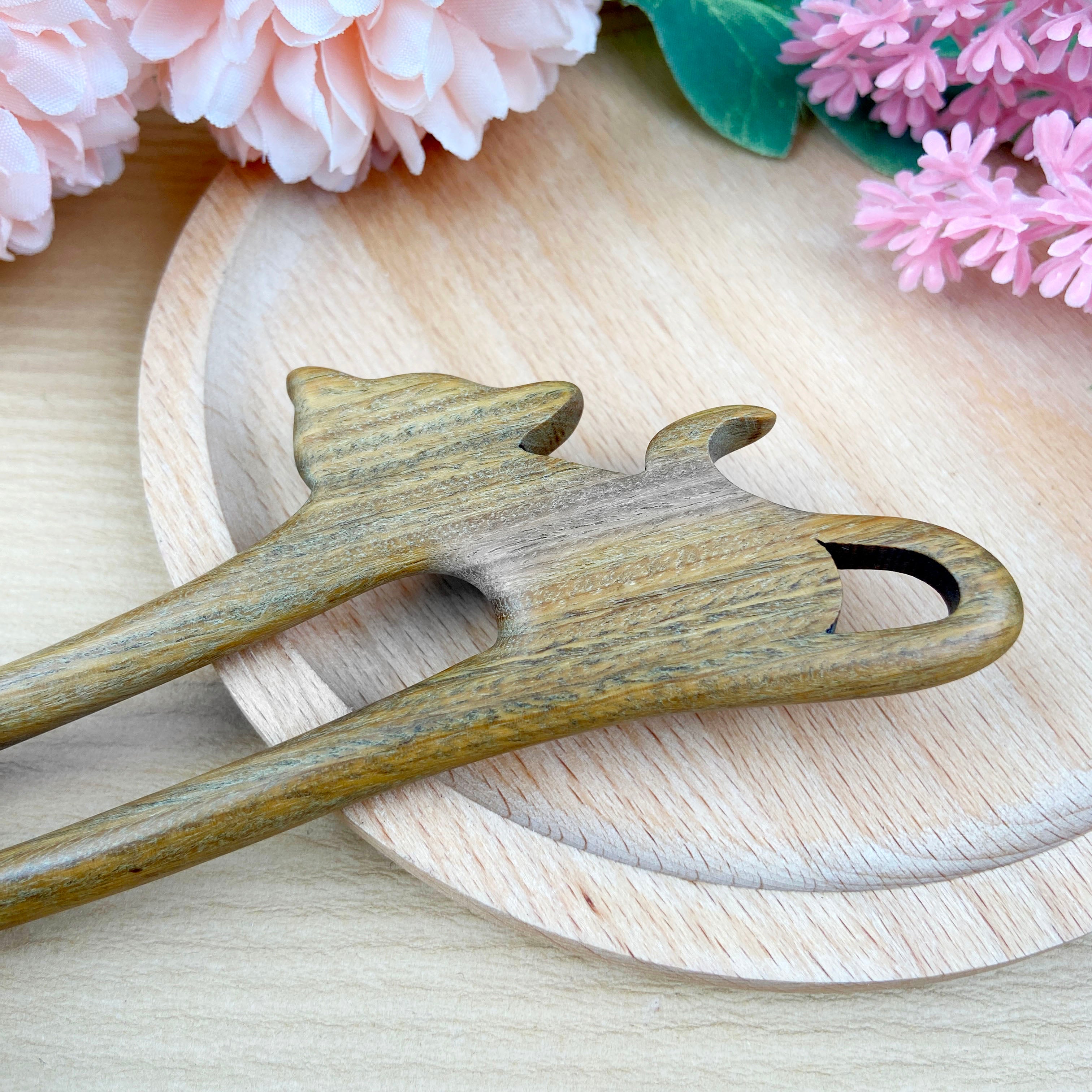 Cat U-shaped hairpin sandalwood hairpin