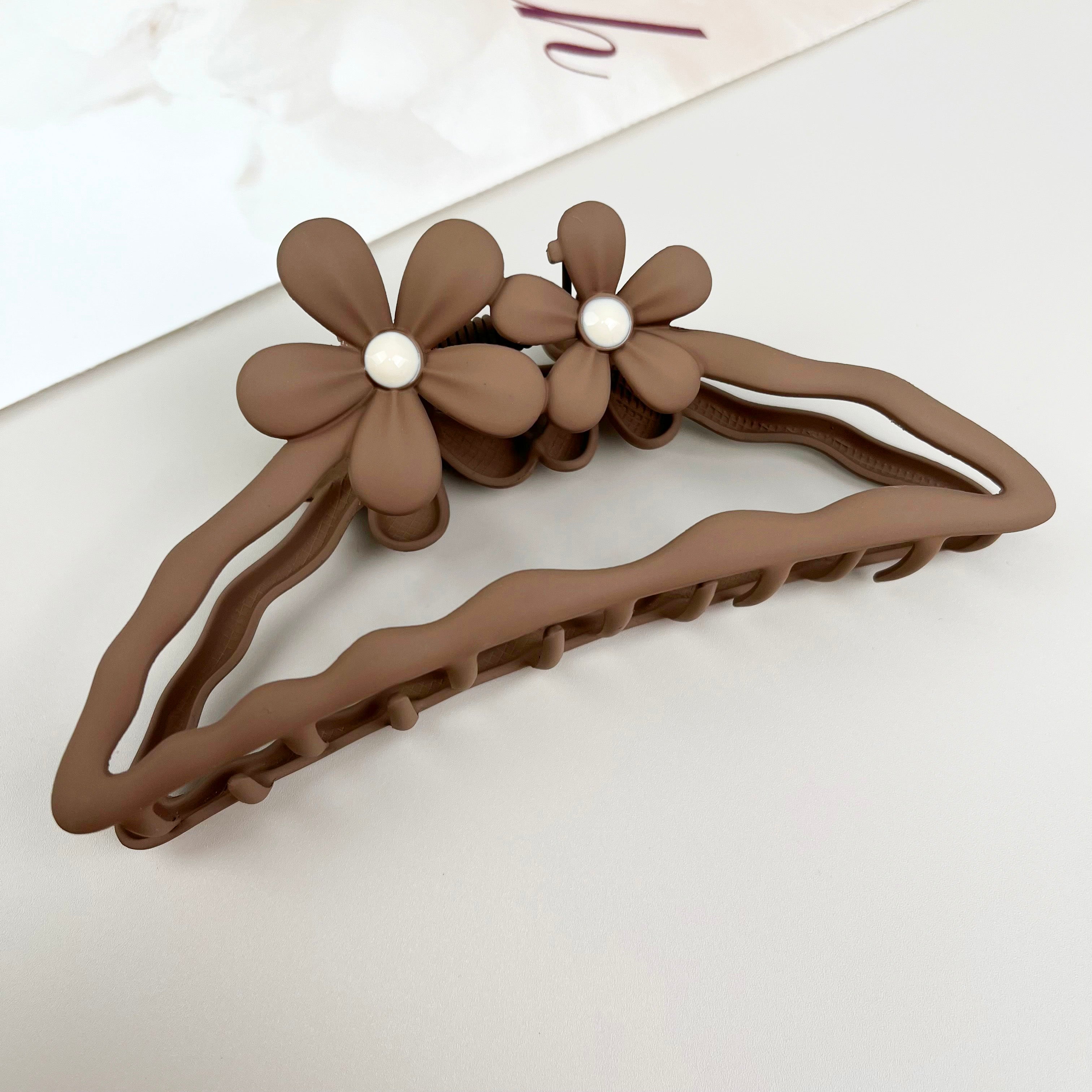 Semi-circle flower hair clips metal claw clip