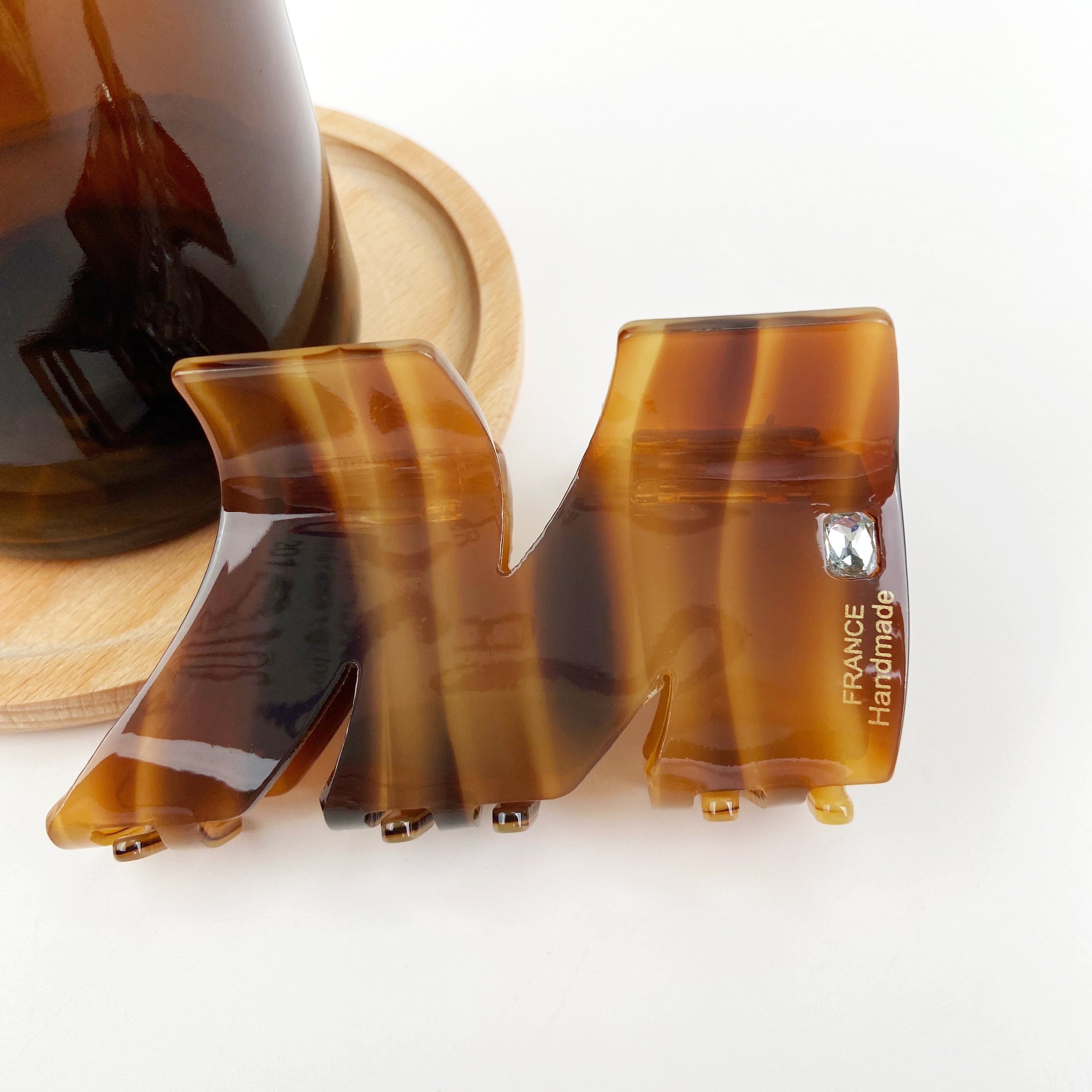 Acetate Rhinestone Letter M Hair Clip