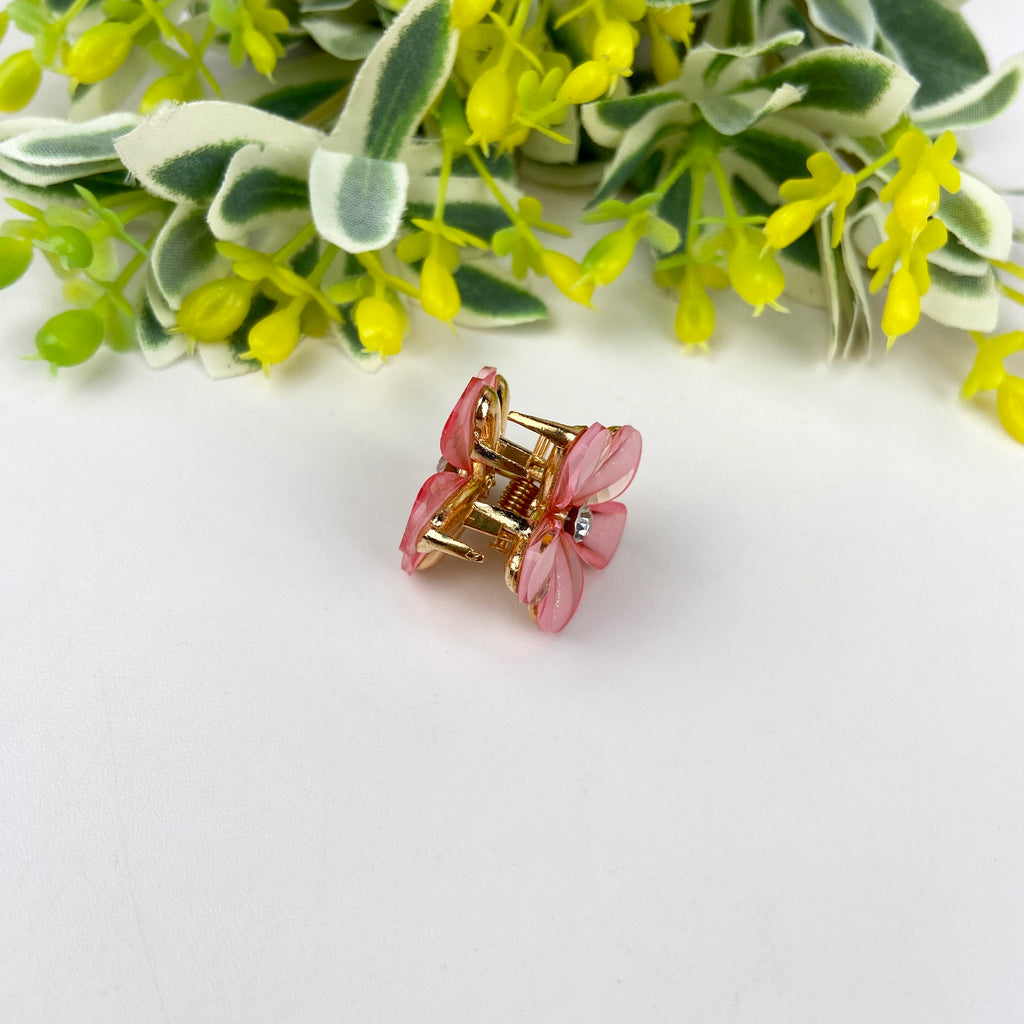 Small fresh metal flower small hair clip pearl rhinestone small clip