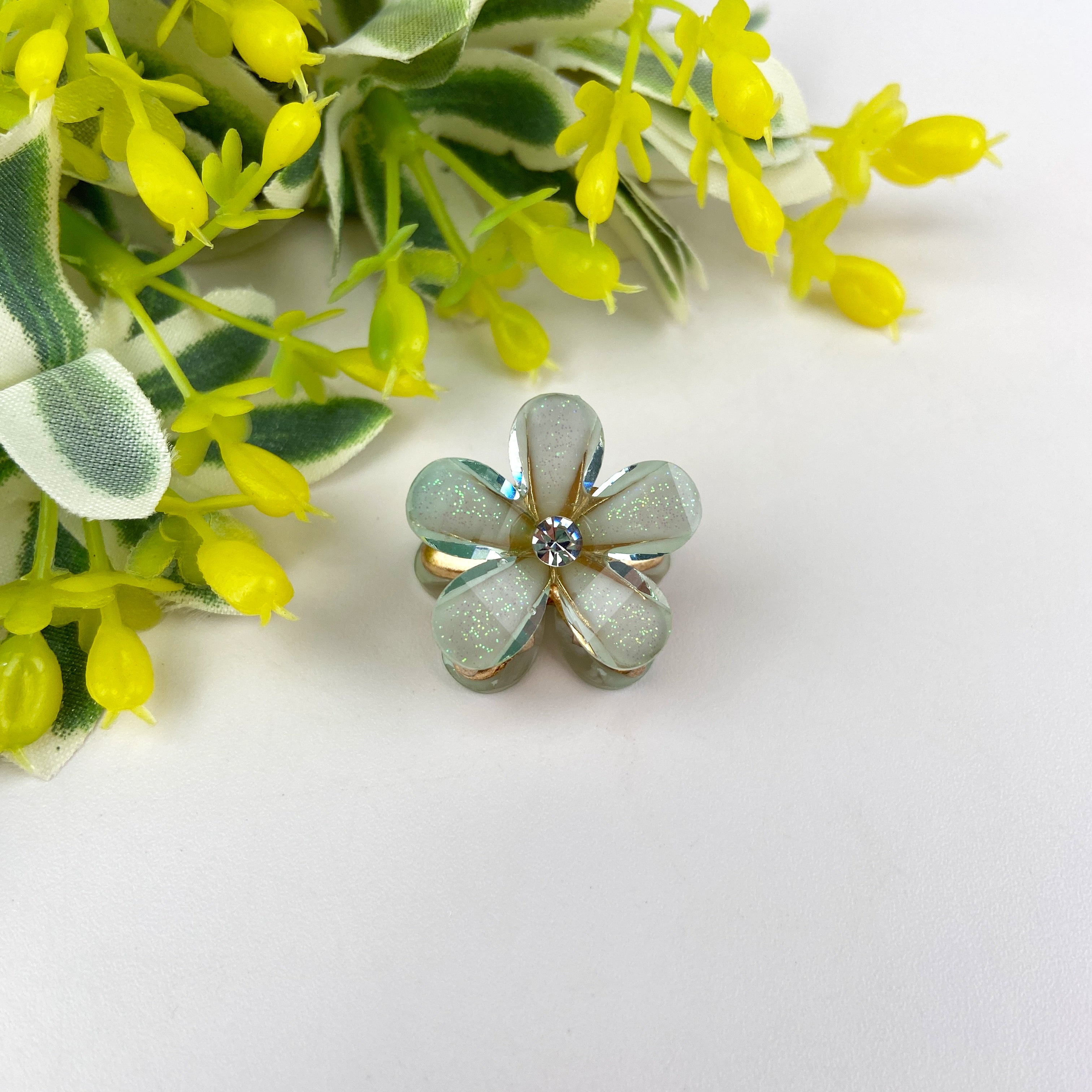 Small fresh metal flower small hair clip pearl rhinestone small clip