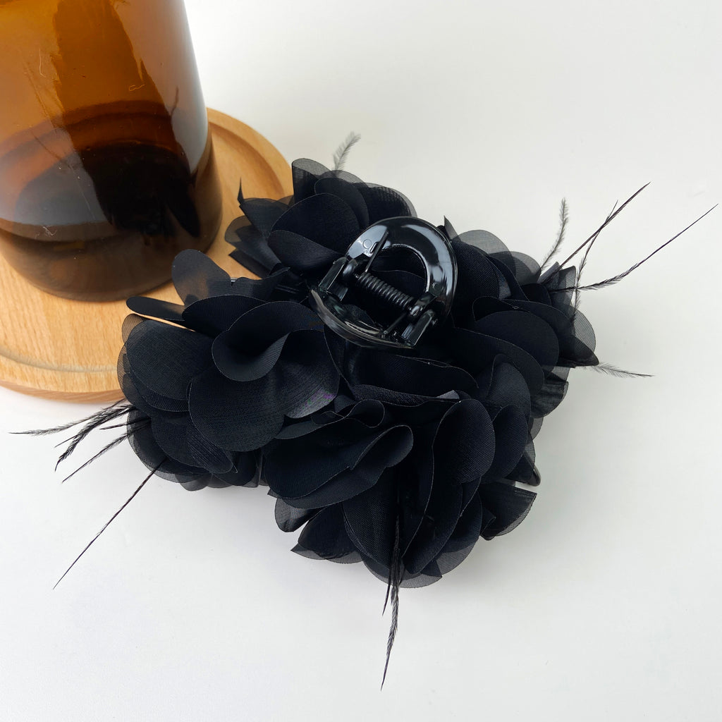 Flower Feather Hair Clip