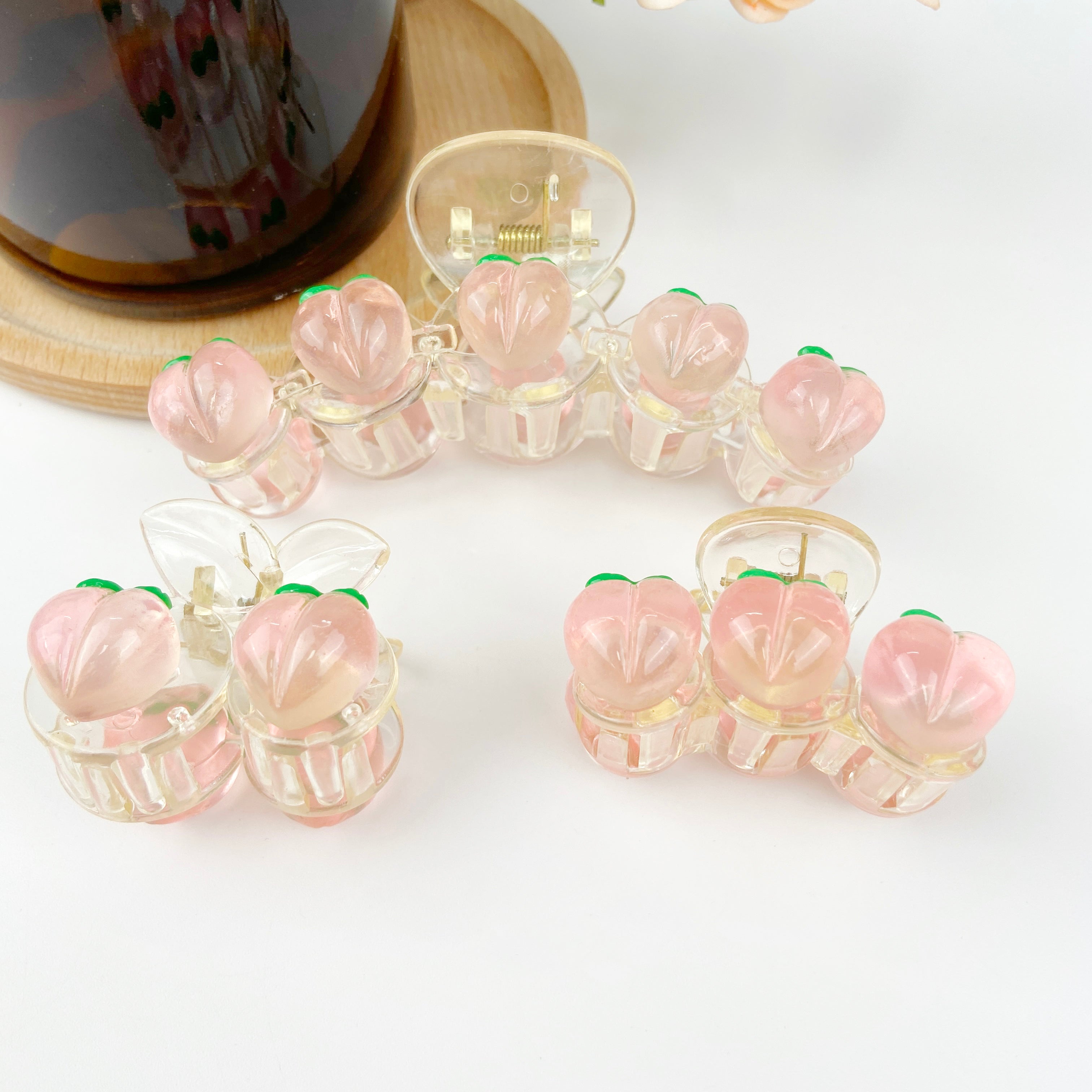 Fruit series pink peach hair clip