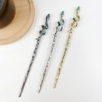 Green-eyed snake metal hairpin