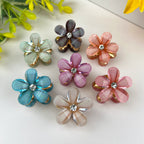 Small fresh metal flower small hair clip pearl rhinestone small clip