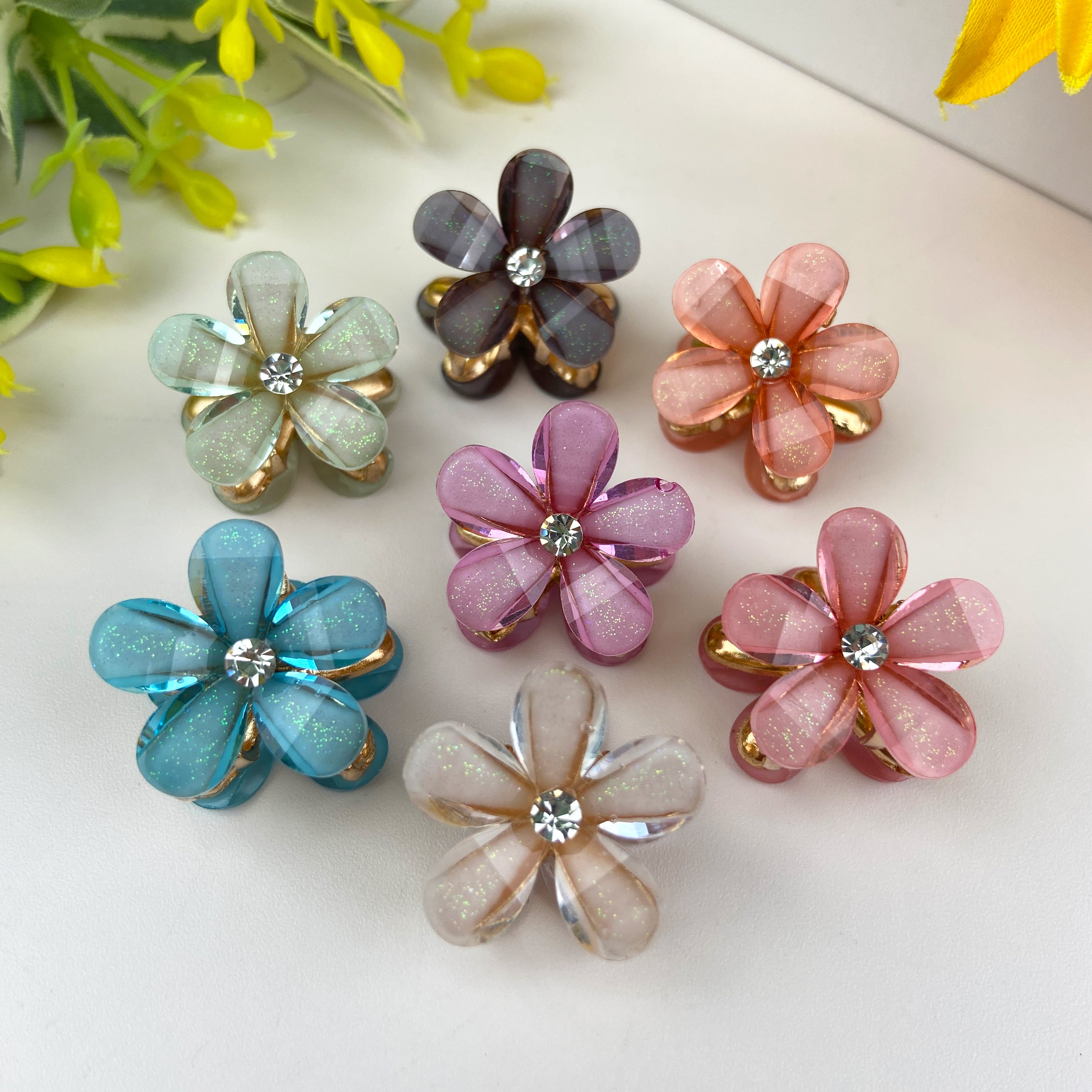 Small fresh metal flower small hair clip pearl rhinestone small clip