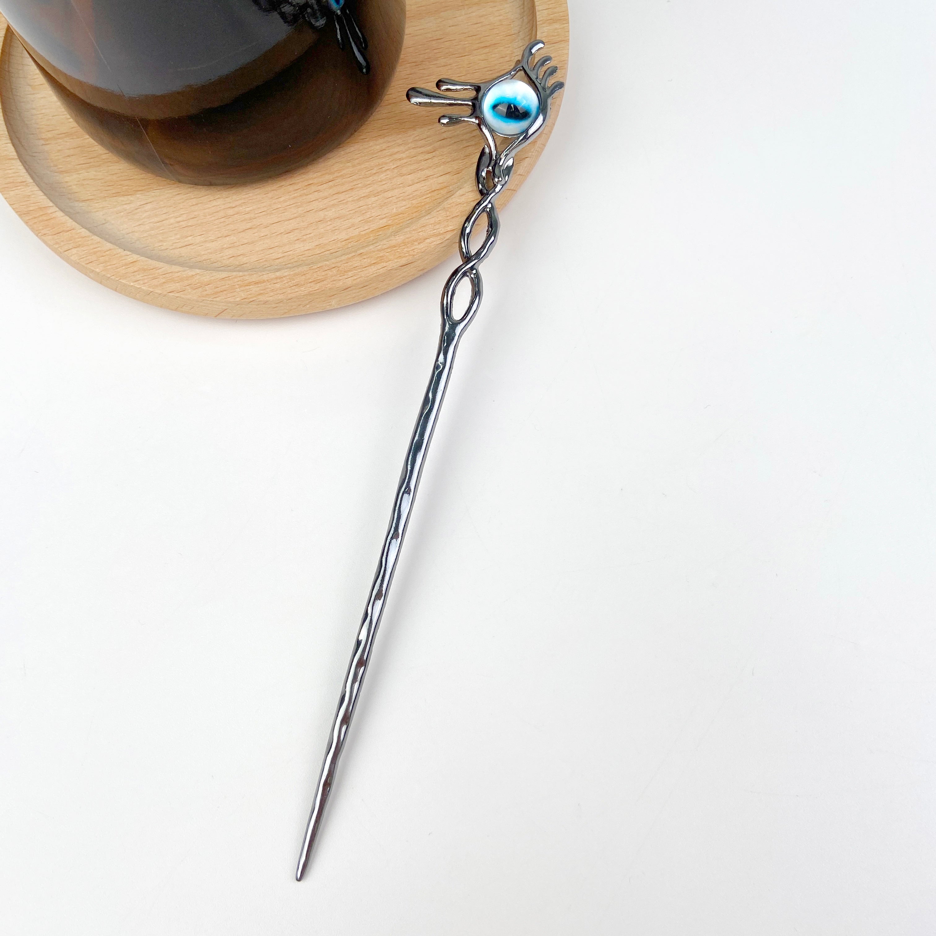 Devil's Eye Metal Hairpin Silver