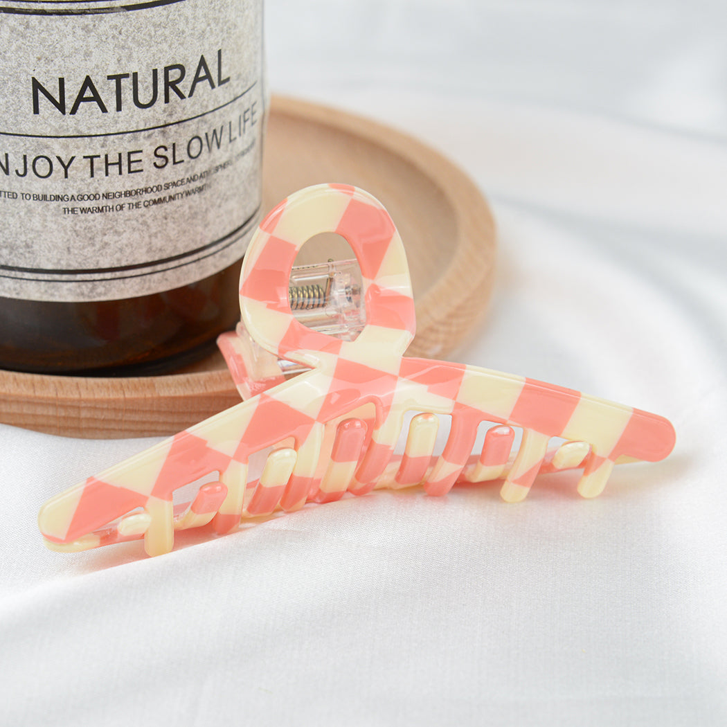 Color Checkerboard Acetate Hair Claw Clips