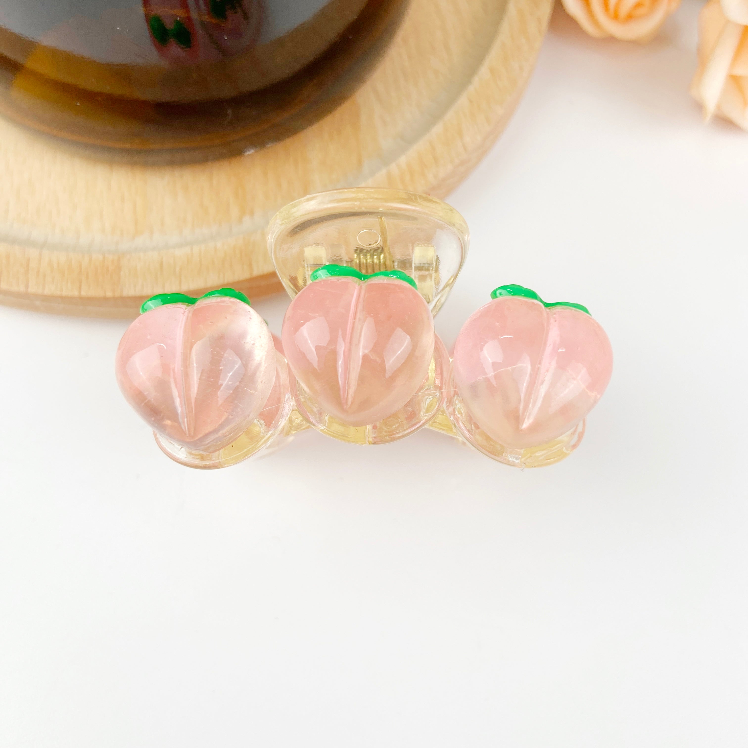 Fruit series pink peach hair clip