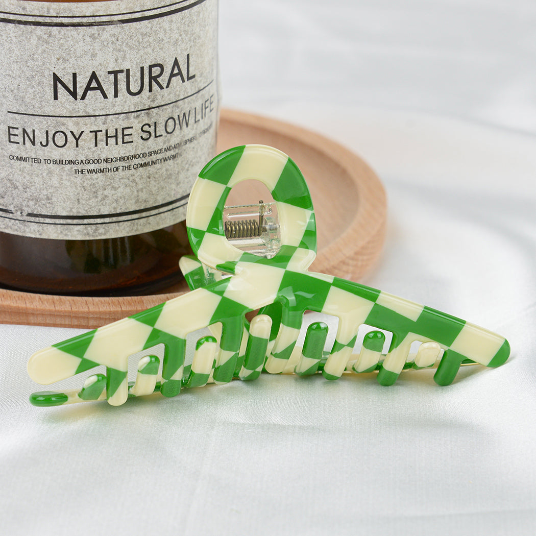 Color Checkerboard Acetate Hair Claw Clips
