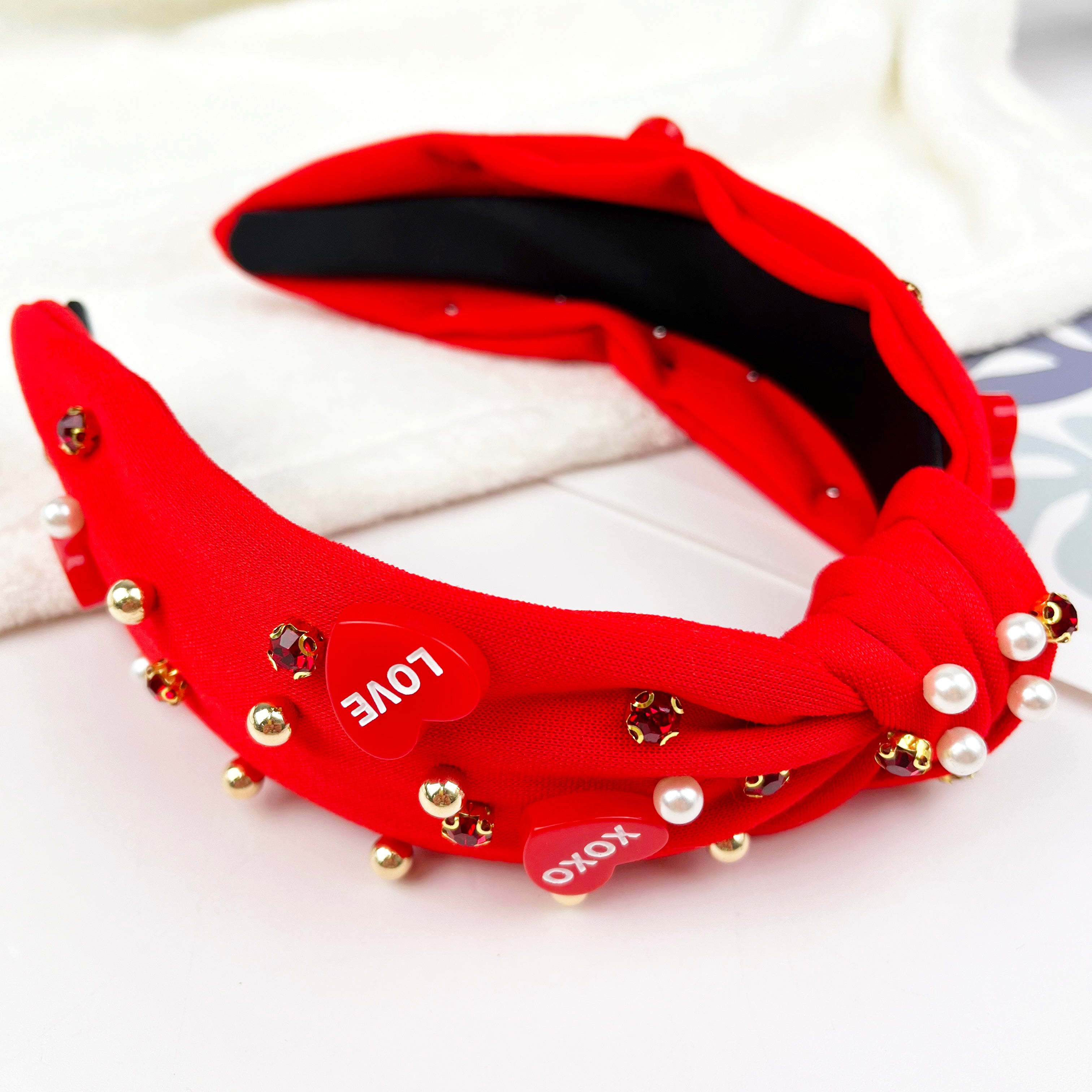 Rhinestones and pearl headband for Valentine's Day