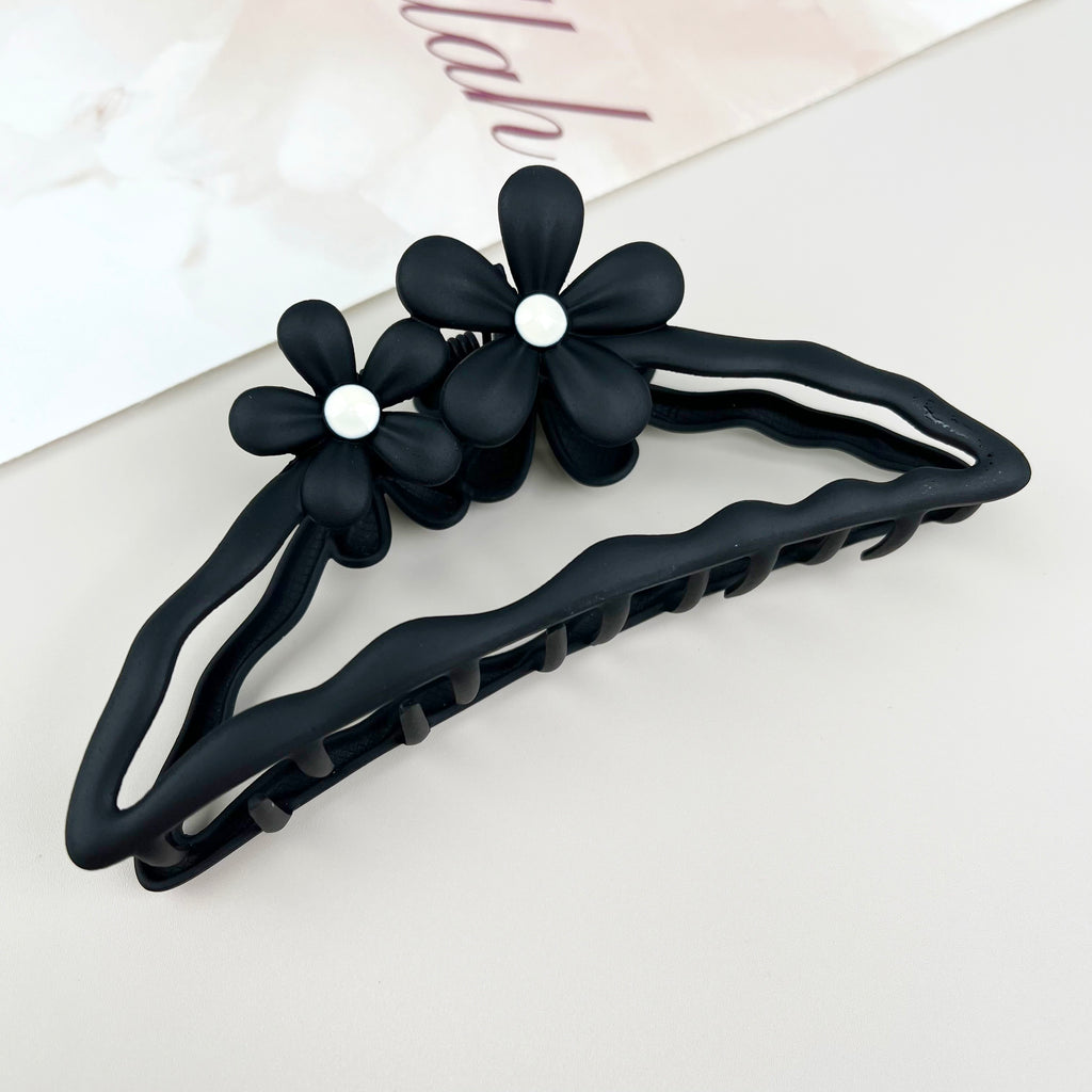 Semi-circle flower hair clips metal claw clip